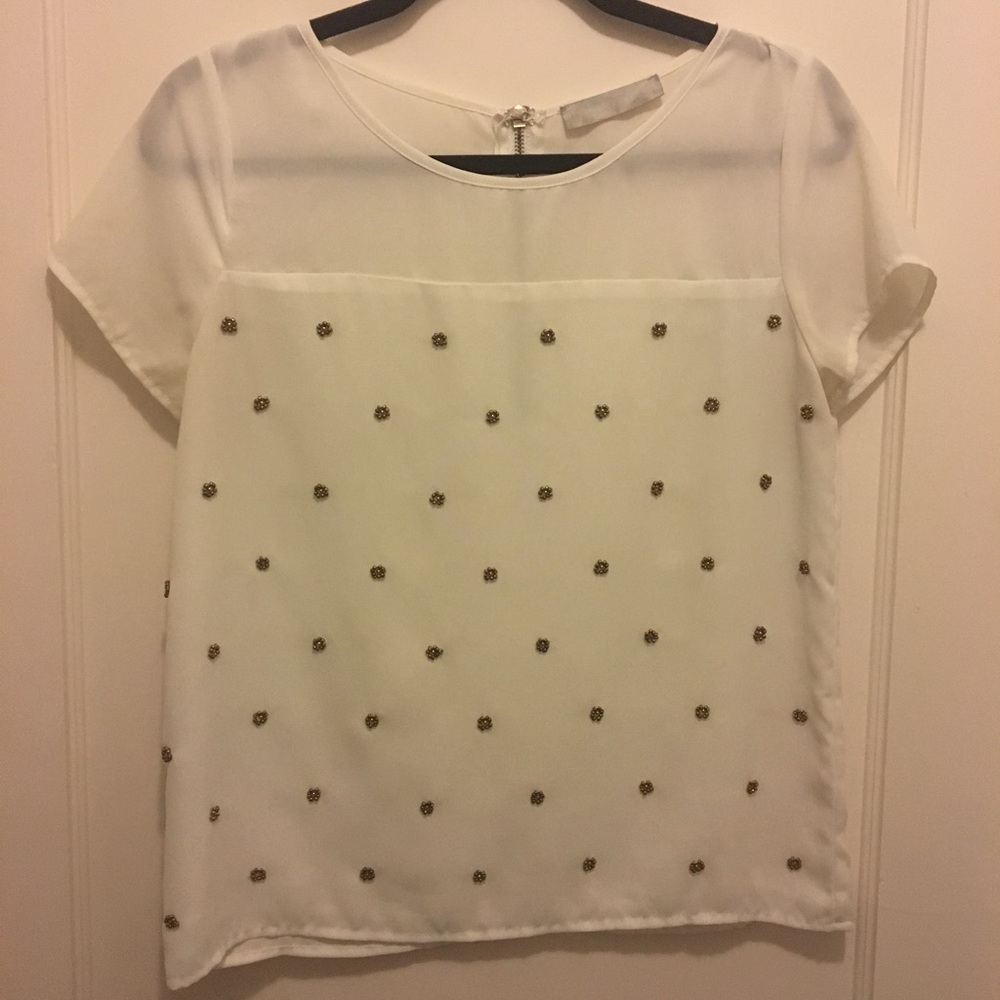 White cap sleeve blouse Small